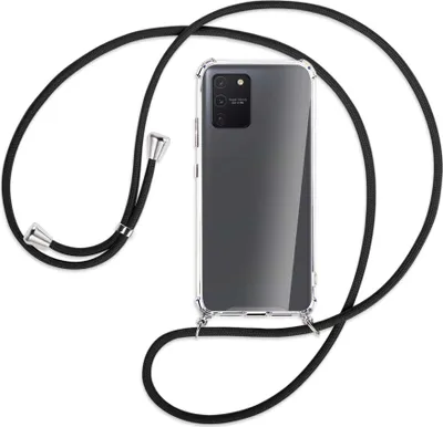Produktbild von Handykette Backcover-Schutzhülle mit Band (Metall silberfarben) für Samsung Galaxy S10 Lite - schwarz