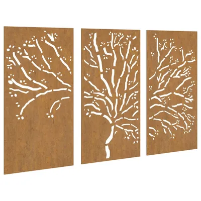 Produktbild von vidaXL 3-tlg. Garten-Wanddeko 105x55 cm Cortenstahl Baum-Design
