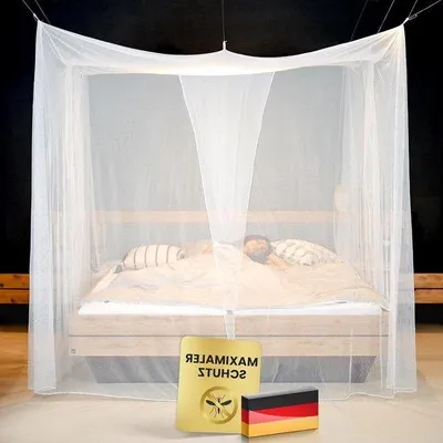 Produktbild von Großes Doppelbett mit Mückennetz und Montagematerial
