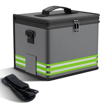 Productafbeelding van Brandwerende, explosiebestendige accubox van 24 x 20 x 18 cm, opbergdoos voor LiPo-accu's, LiPo Guard veiligheidszak, beschermende hoes voor het opladen en opbergen, met dubbele rits