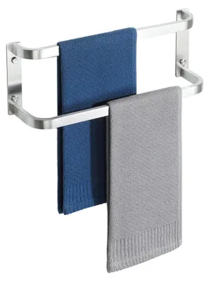 Produktbild von Schwarzer Handtuchhalter Wand, Doppelter Duschtuchhalter,Geschirrtuchhalter 40 cm, Handtuchhalter Edelstahl Gebürstet SUS304, Handtuchständer für Küche, Badezimmer