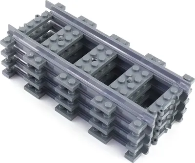 Image de LEGO® City Rail de chemin de fer droit gris foncé - 53401 NOUVEAU ! Quantité 50x