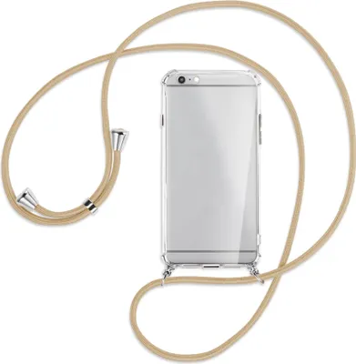 Produktbild von Handykette Backcover-Schutzhülle mit Band (Metall silberfarben) für Apple iPhone 6 Plus - caramel