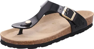 Produktbild von Rohde Damen Zehentrenner Pantolette Metallic-Optik Alba 5600, Größe:42 EU, Farbe:Schwarz