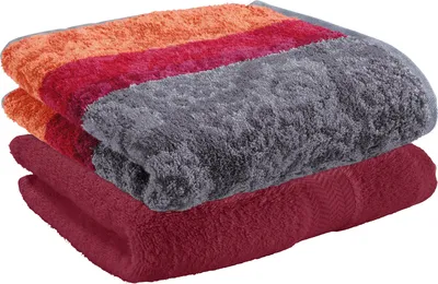 Produktbild von Erwin Müller Duschtuch-Set Paisley" 2er-Pack bordeaux/orange/grau 70x140 cm"
