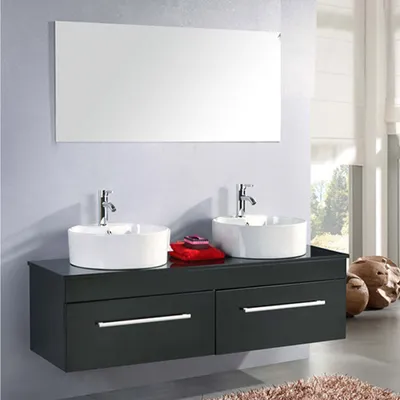 Image de Meubles de salle de bains Meubles de salle de bains lavabo lavabo armoire miroir ensemble robinets inclus 150 cm mod. Cardellino