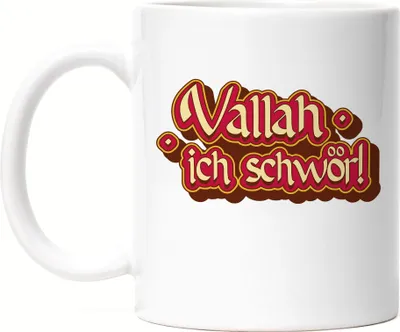 Produktbild von Vallah ich schwör Tasse Türkisch Arabisch Lustig Spruch Humor Statement Witz