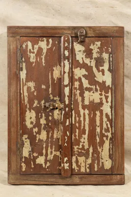 Innentürfenster 45,5x7,5x61,5 cm Teakholz restauriert