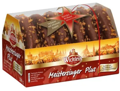 Produktbild von Wicklein Meistersinger Plus Feine Nürnberger Oblaten-Lebkuchen Mandelkrokant 200g