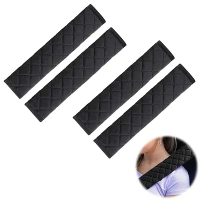 Immagine prodotto di Cuscini per sedili auto, set da 4, neri, in microfibra, per bambini e adulti