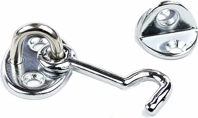Produktbild von kurzer Sturmhaken 50 mm mit Ösenplatte, für Tor, Tür, Fenster, Luken
