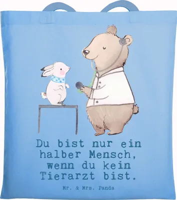 Produktbild von Mr. & Mrs. Panda Tragetasche Tierarzt Herz - Sky Blue - Geschenk, canvas tasche, Shopping, Stoffbeutel, Einkaufstasche, Tote Bag