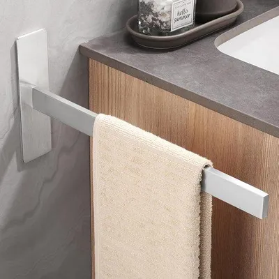 Obrázek produktu pro Samolepicí držáky na ručníky – nerezová ocel – 38 cm – leštěná stříbrná