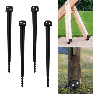 Obrázek produktu pro Peviasot 4x L-držák na sloupky 500 mm k zatlučení, šířka vidlice 40 mm, černá zatloukací objímka ze železa, kotva pro dřevěné sloupky, zahradní plot, pergola, přístřešek pro auto a dřevěná kůlna