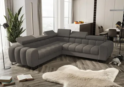 Produktbild von Ecksofa Schlafsofa BASTIEN in Stoff Aragon Dunkelgrau Seite Universal