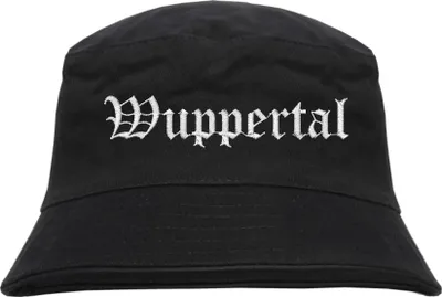 Produktbild von Wuppertal Fischerhut - Altdeutsch - bestickt - Bucket Hat Anglerhut Hut Schwarz L/XL