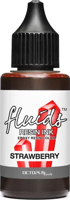 Image de Octopus Fluids Resin Ink STRAWBERRY, encre à base d'alcool pour résine époxy et résine UV, rouge
