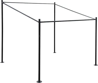 Produktbild von Pergola-Gestell | HxBxT 284x310x295cm | Anbaupergola Garten Pavillon Terrassenüberdachung Gestänge | Stahl-Gestell | Schwarz