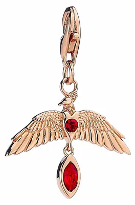 Zdjęcie produktu dla Harry Potter, srebrny, pozłacany różowym złotem zawieszka Fawkes z kryształkami