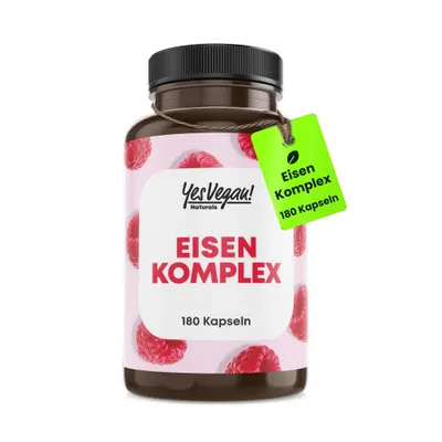 Produktbild von Eisen Kapseln vegan (180 Kapseln für 6 Monate) mit 20 mg Eisen Bisglycinat I Eisen hochdosiert