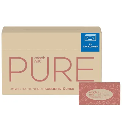 Produktbild von machm!t PURE Kosmetiktücher in der Box - Vorratspack mit 24 x 200 Blatt - 2lagig - frei von Bleichmitteln - extrem weich & nachhaltig -  Germany