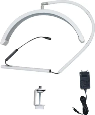 Obrázek produktu pro 16 In LED Half Moon Beauty Lamp with Desk Clamp 20W Nail/Lash Fill Light 360° Rotatable Hose EU Plug White