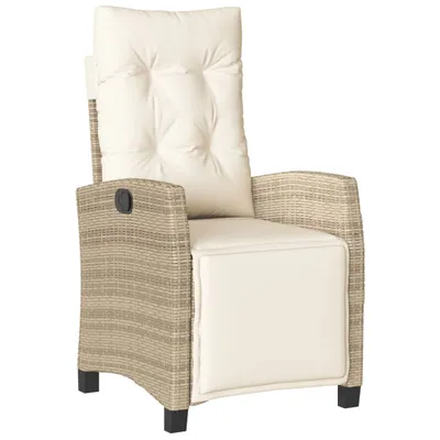 Produktbild von vidaXL Gartensessel mit Fußteil Verstellbar Beige Poly Rattan