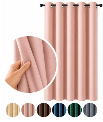 Produktbild von MEBLEODNOWA, Verdunkelungsvorhang, Blackout Vorhang, Puderrosa, 140x250 cm, Ösenvorhang, 90 % Lichtdämpfung, Pflegeleicht, Thermovorhang