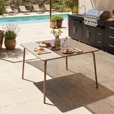 Immagine prodotto di Tavolo da giardino quadrato in acciaio talpa - Oviala Palavas