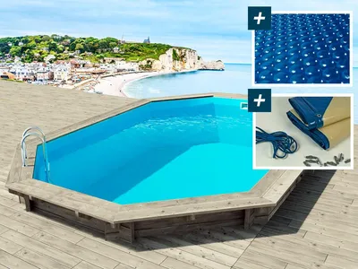 Produktbild von Holzpool " Brazilia 130 " 5.86 x 3.86 x 1.30 M - Luftpolsterfolie 180 µ - Winterplane 280 g/M²