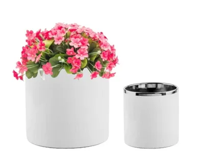 Produktbild von Keramikdeckel weiß-silber Glamour 14x13cm Zylinder