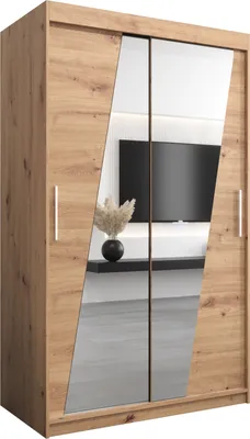 Produktbild von Kleiderschrank, Schiebetürenschrank Schlafzimmer, Schrank mit Spiegel RHOMB 120 cm