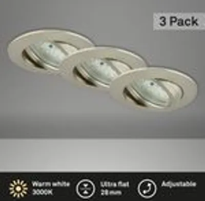 Produktbild von LED Deckeneinbauleuchten Set 3x Einbauleuchten 3000K Flach 82mm Matt Nickel
