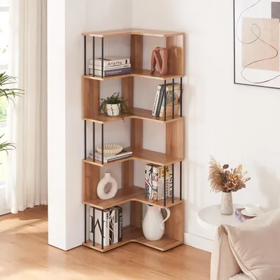 Produktbild von Eckregal 'Afrel' 160 x 54 x 54 cm Standregal mit 5 Ebenen Eicheoptik