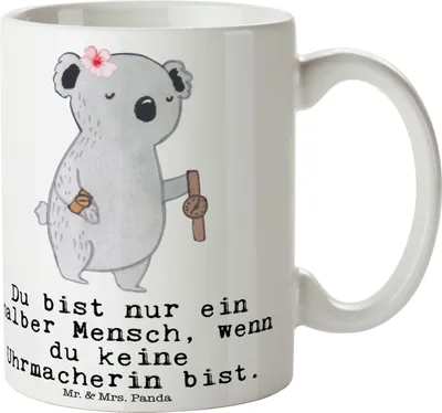 Produktbild von Mr. & Mrs. Panda Keramiktasse Uhrmacherin Herz - Weiß - Geschenk, Pott, Kaffeetasse, Becher, Kaffeebecher, Tasse, Kakaotasse