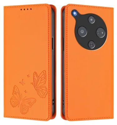 Image de Étui en cuir pour ZTE nubia P9 Pro, étui de protection type portefeuille en cuir gaufré « papillon » avec support, couleur orange