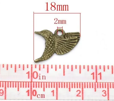 10 Charm Anhänger Vogel, 18 x 14 mm, bronzefarben