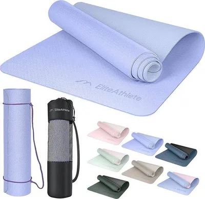 Zdjęcie produktu dla Mata do jogi Unyqoos® o wymiarach 183 x 61 x 0,6 cm – mata do fitnessu i pilatesu wykonana z TPE, wyściełana, antypoślizgowa, w zestawie pasek do przenoszenia i torba