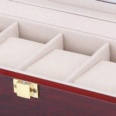Produktbild von Famanu Uhrenbox mit 5 Fächern - Holz, transparent, mit Schloss