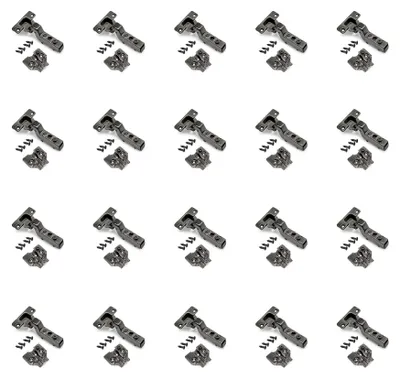 Produktbild von Emuca Kit von 20 Topfscharniere x91 Innenanschlag mit Schließautomatik und Kreuzmontageplatten zum Schrauben, Höhe 0, Stahl, Titan-Ausführung