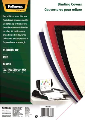 Image de Fellowes Präsentationsdeckb. Chromolux Rot A4 250G 100PK