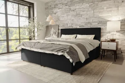 Produktbild von 99rooms Kira Boxspringbett Cordstoff POSO Schwarz 180x200 cm