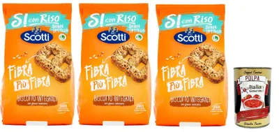 Produktbild von Si con Riso - Biscotto integrali- Kekse Vollkorn, Laktose -freie und palmenfreie Kekse, Lactose -free biscuits 3x 350 g + Italian Gourmet polpa 400g
