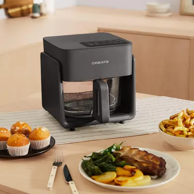 Produktbild von CREATE - AIR FRYER STUDIO CRYSTAL - 4,2L Glas-Heißluftfritteuse mit optionalem Dampfgarer
