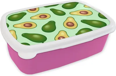 Produktbild von KitchenYeah® Lunchbox Brotzeit Brotdose 17x11 cm Avocado - Muster - Grün Kinder Brotzeitdose - Lunchpaket - Brotkasten  - Sandwich Box