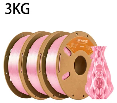 Produktbild von Silk PLA Filament - 3D Drucker Filament 1,75 mm - 3 kg Spule - Seidenglanz Oberfläche - Biologisch abbaubar - Silk Pink