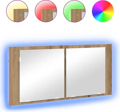 Produktbild von LED Spiegel-Schrank mit Regal Artisan-Eiche 100 x 12 x 45 cm