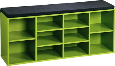 Produktbild von KESPER® Schuhschrank, Sitzkissen, grün, bis 150 kg, für 10 Paar Schuhe, 8 Fächer, -, B103,5xH48xT29,5cm, Flurbank, 1598213