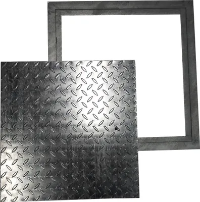 Produktbild von Schachtdeckel Vollverzinkt mit Rahmen 80cm x 80cm Kanalschacht Kanalabdeckung