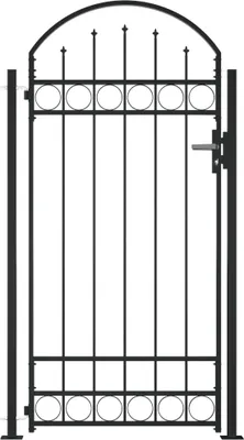 Immagine prodotto di vidaXL Cancello per recinzioni con parte superiore ad arco e 2 montanti 105x204 cm Nero